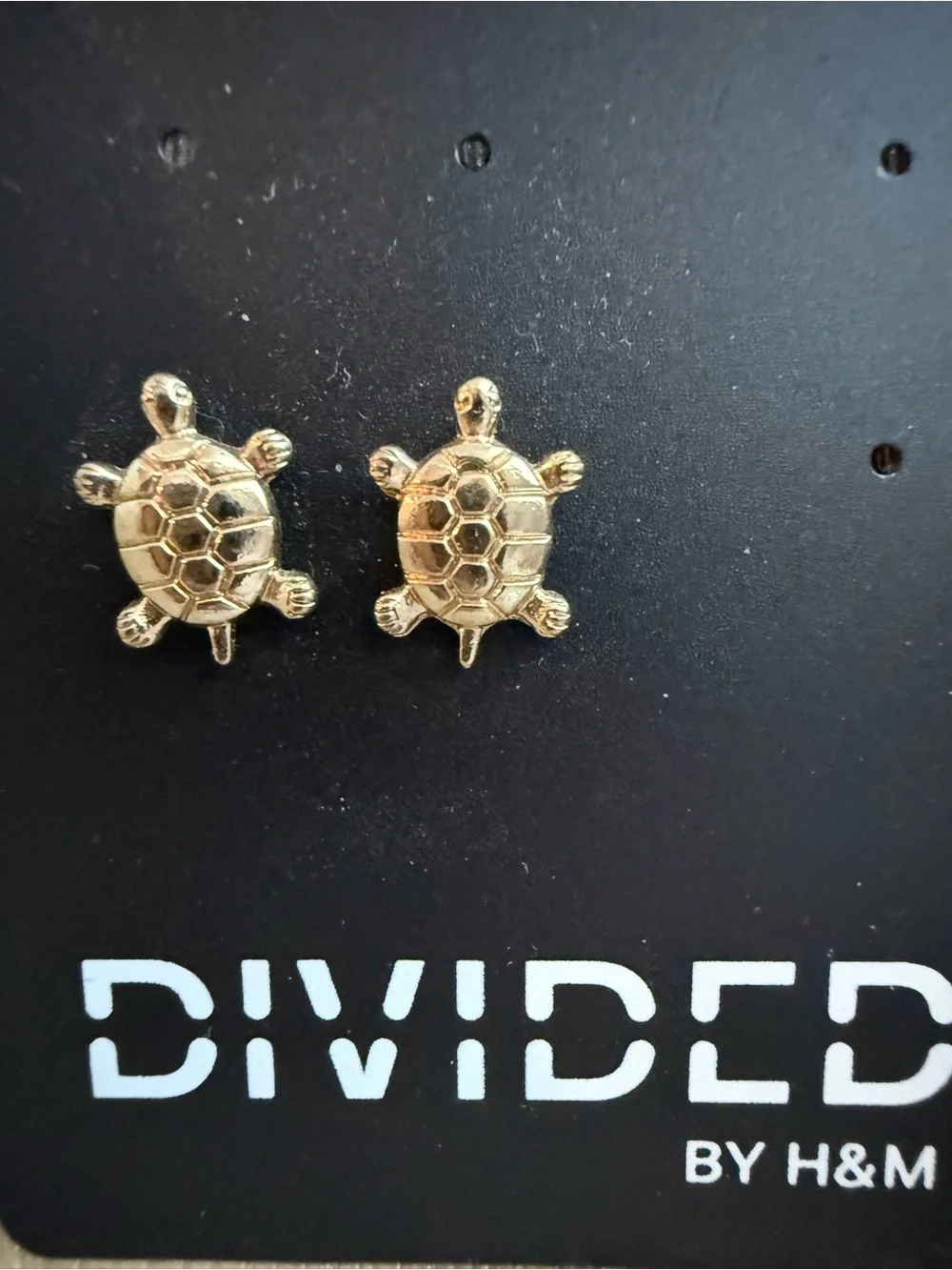 Divided Gold Turtle Stud Earrings